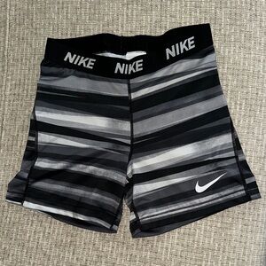 Nike Black and Gray Striped Athletic Shorts